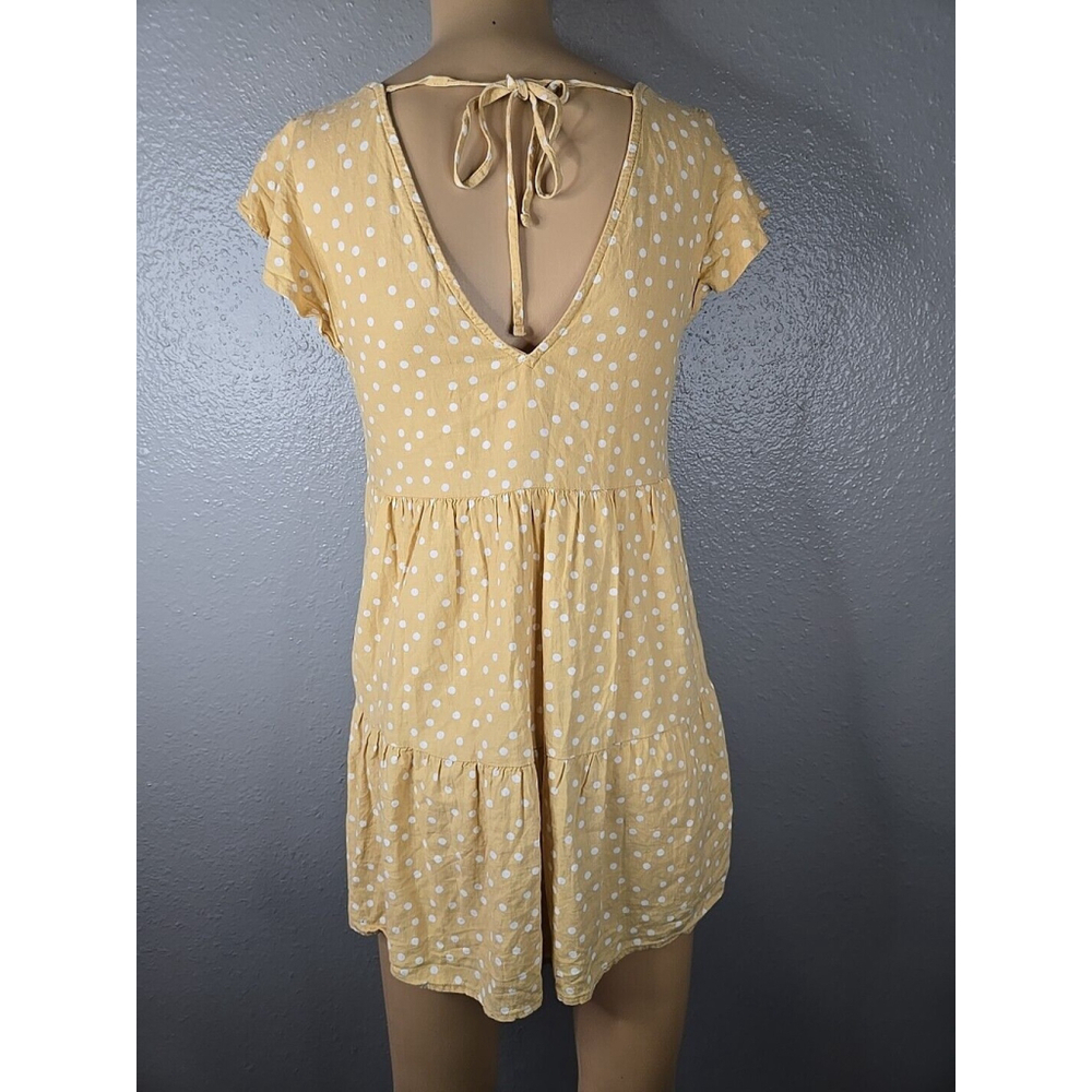 Abercrombie & Fitch Yellow Polka Dot Sundress XS Petite Linen Blend Cottagecore - Picture 9 of 10